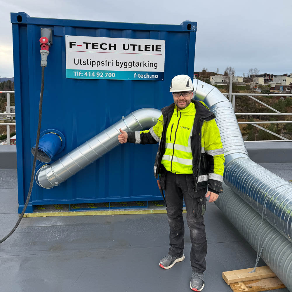 Venty har installert avfukterløsningen fra F-Tech utleie på JM Norge sitt prosjekt på Ørnafjellet.